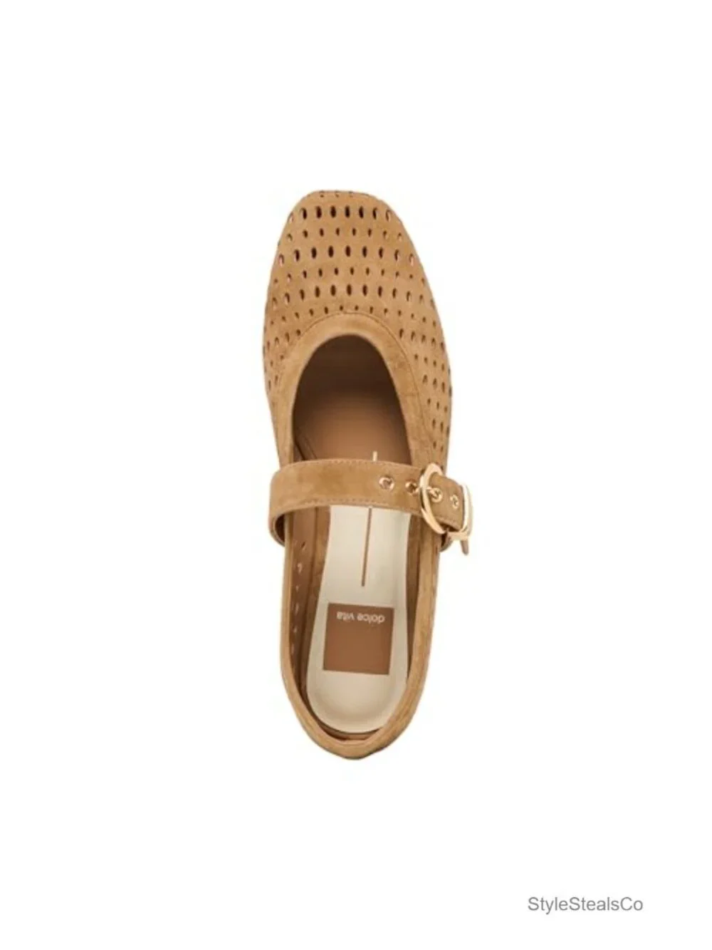Suede Round Toe Ballet Flats with Buckle Strap